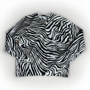 J.Crew Women’s Zebra Print Button-Front Cardigan Sweater Size XL Black White